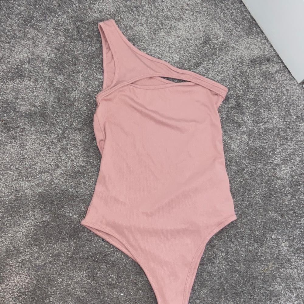 Pink one shoulder bodysuit